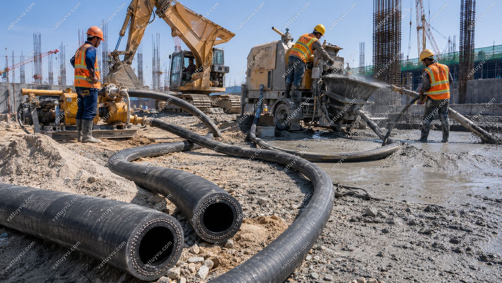 Ống cao su lõi thép chịu áp cao dùng cho công trình xây dựng và hút cát