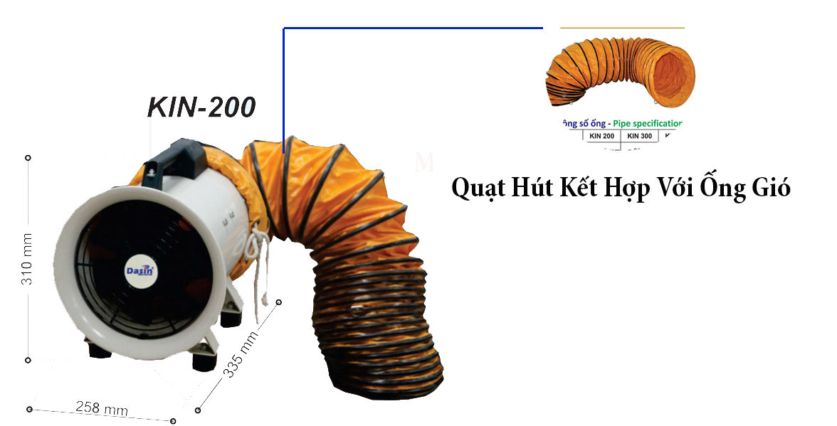 Quạt hút công nghiệp Dasin KIN-200 tại Vật Tư Uy Vũ