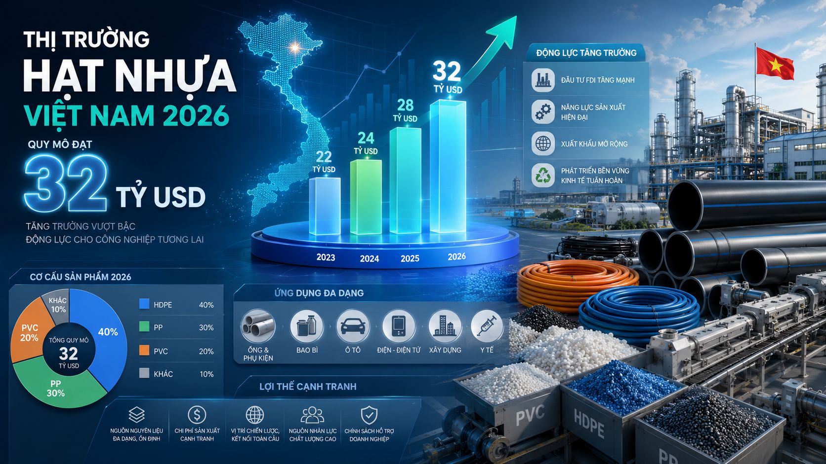 Quy mô thị trường hạt nhựa Việt Nam 2026 và sự phát triển của ống công nghiệp