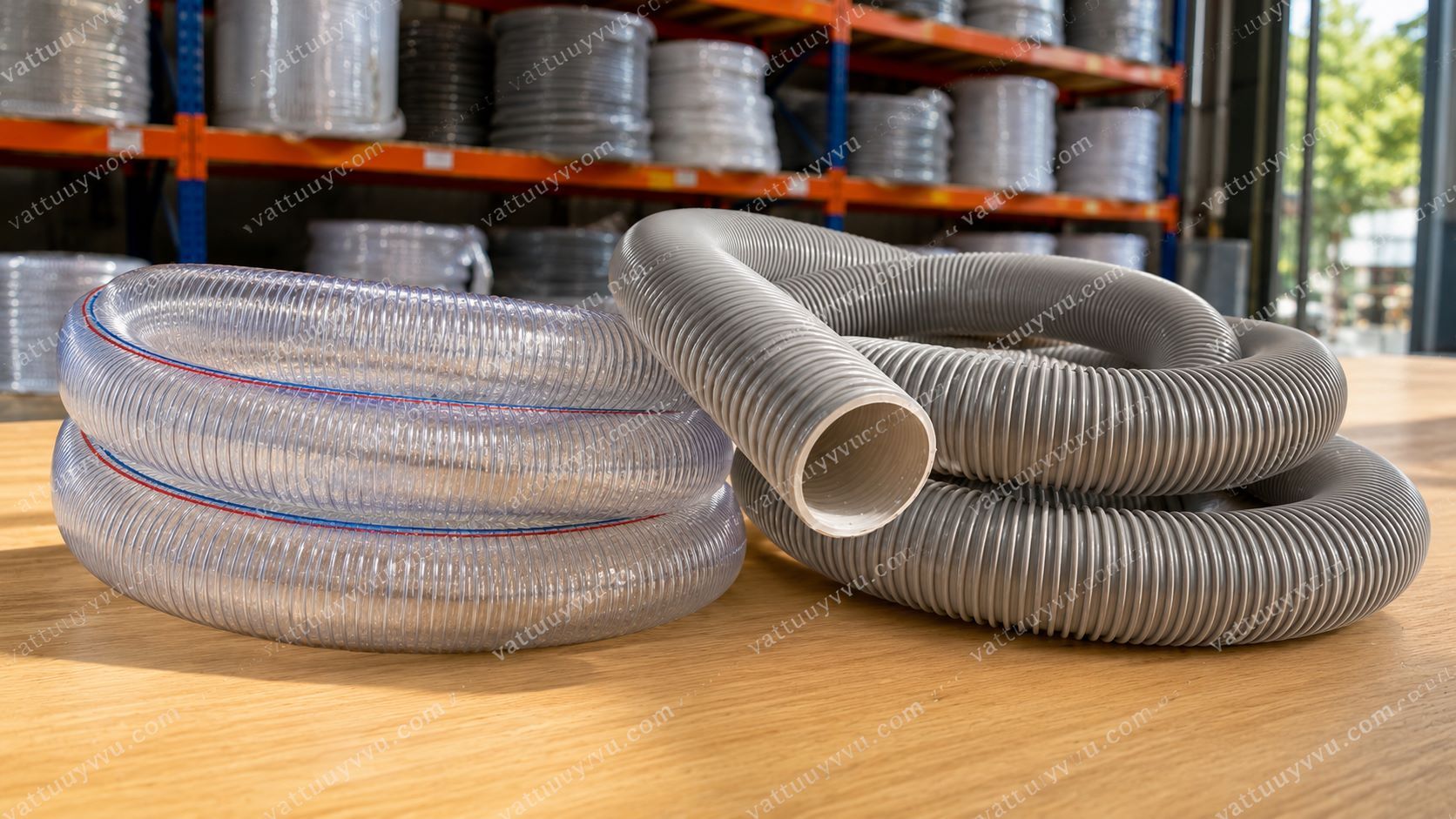 Ống nhựa PVC lõi thép và ống hút bụi gân nhựa